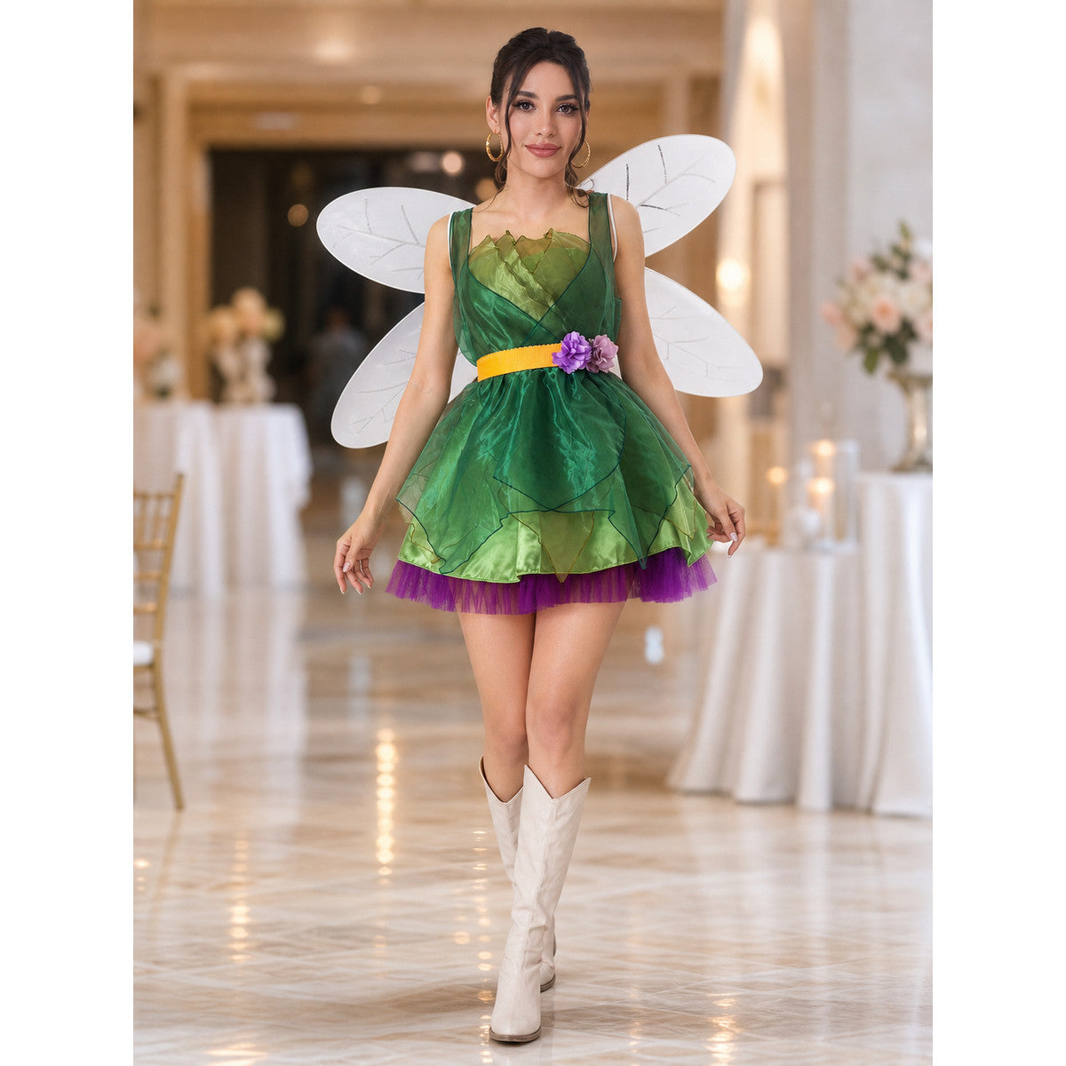 Green Elf Costume with Wings for Cosplay lifestyle view