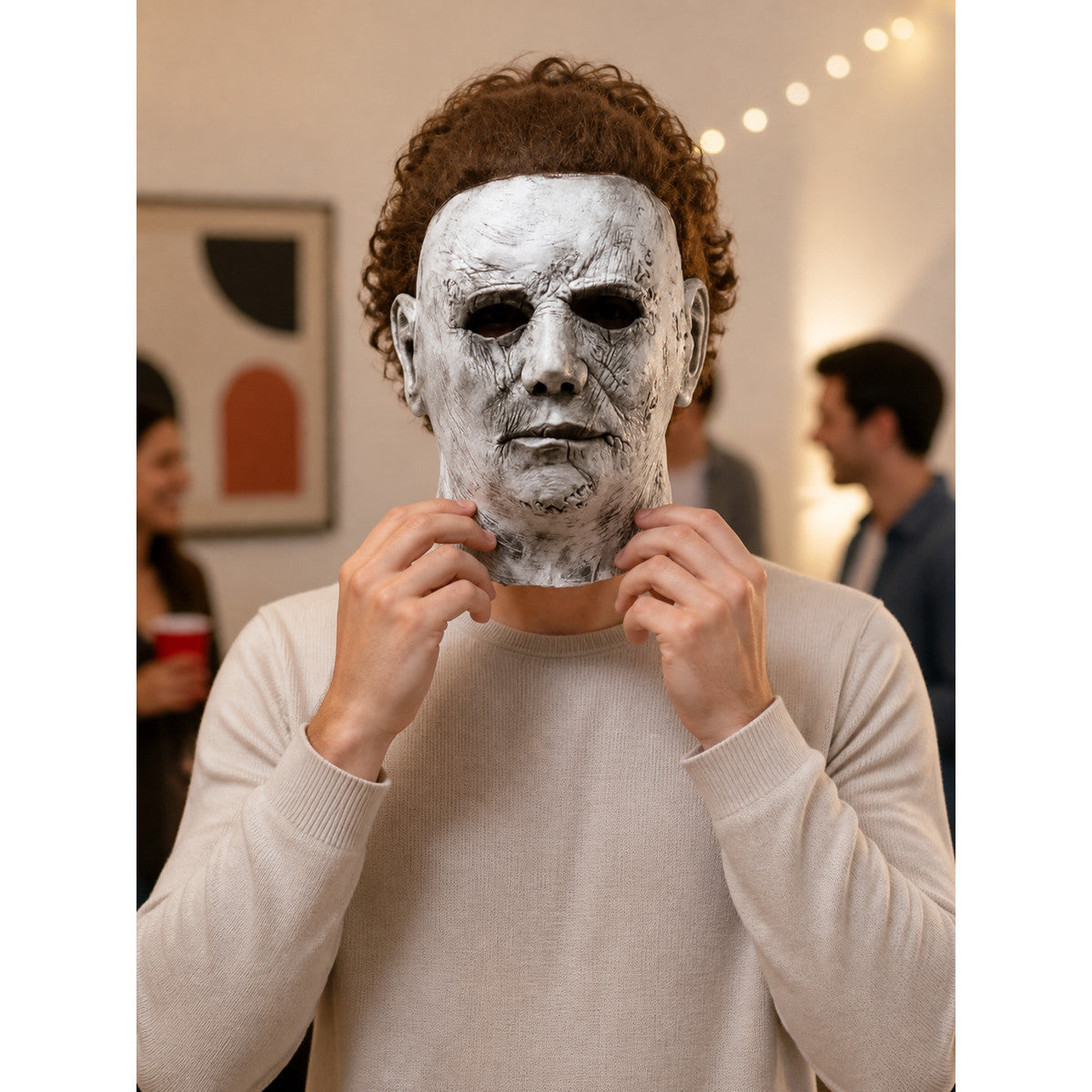 Blue Carnival Mask for Halloween and Cosplay lifestyle view