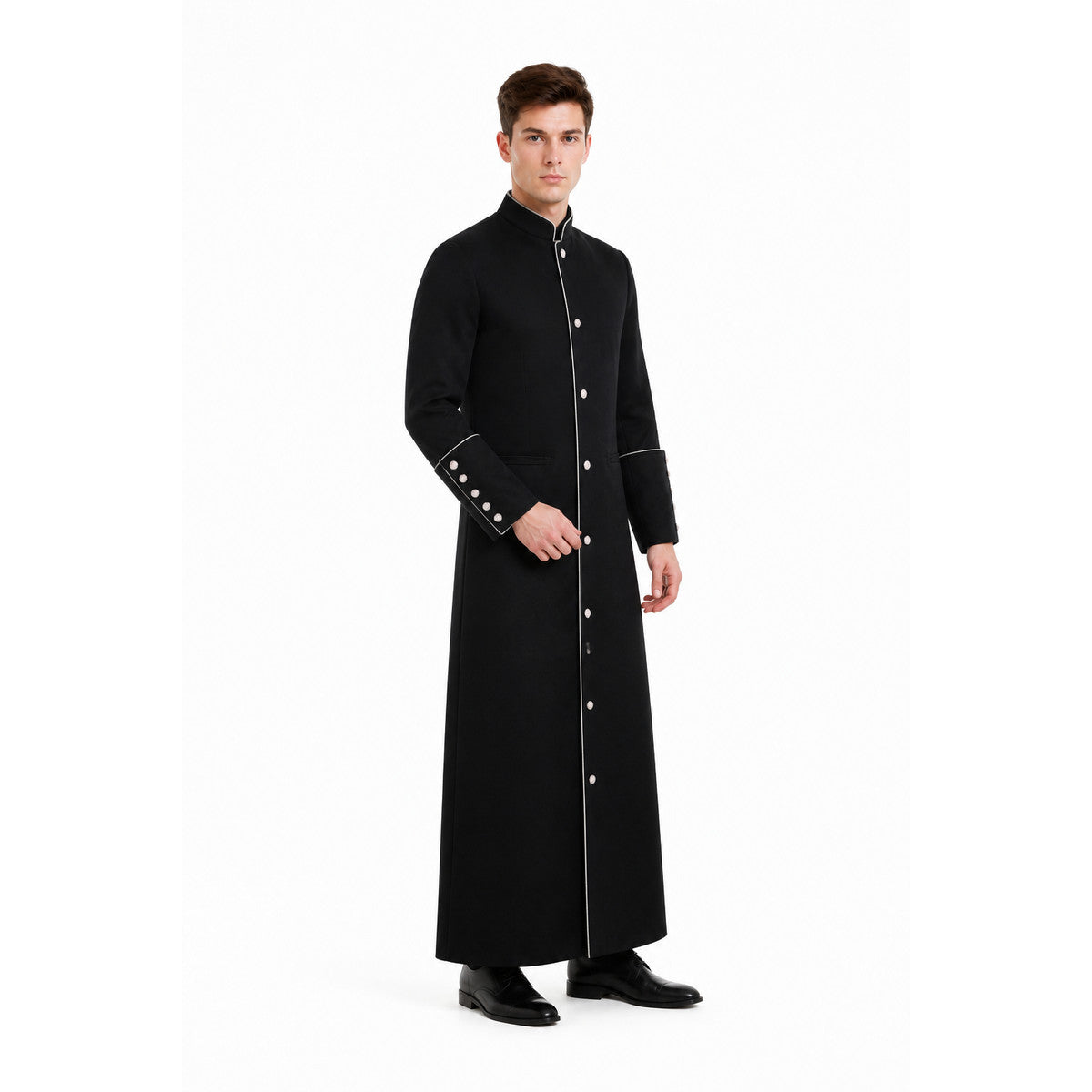 Long Coat with Stand Collar and Buttons lifestyle