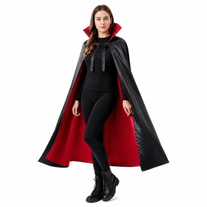 Hooded Cape, Black with Red Lining