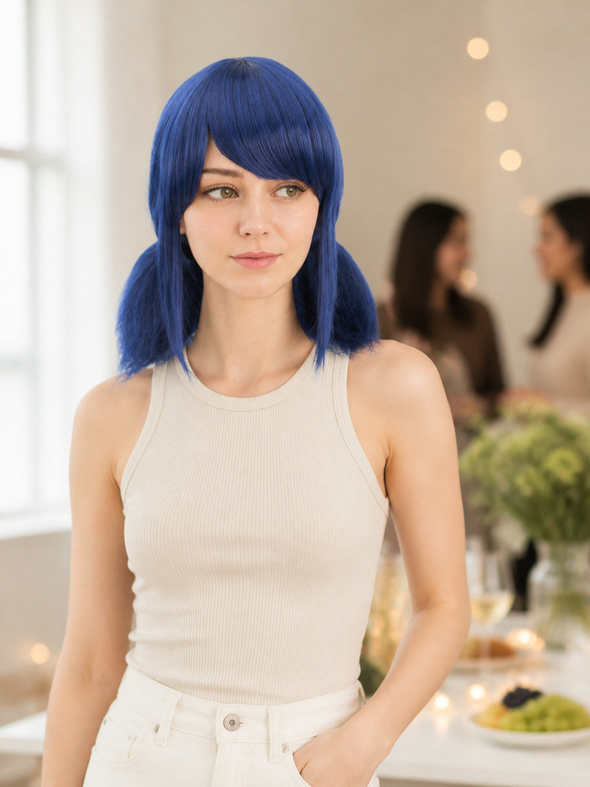 Dark Blue Carnival Wig with Two Ponytails for Cosplay