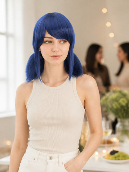 Dark Blue Carnival Wig with Two Ponytails for Cosplay