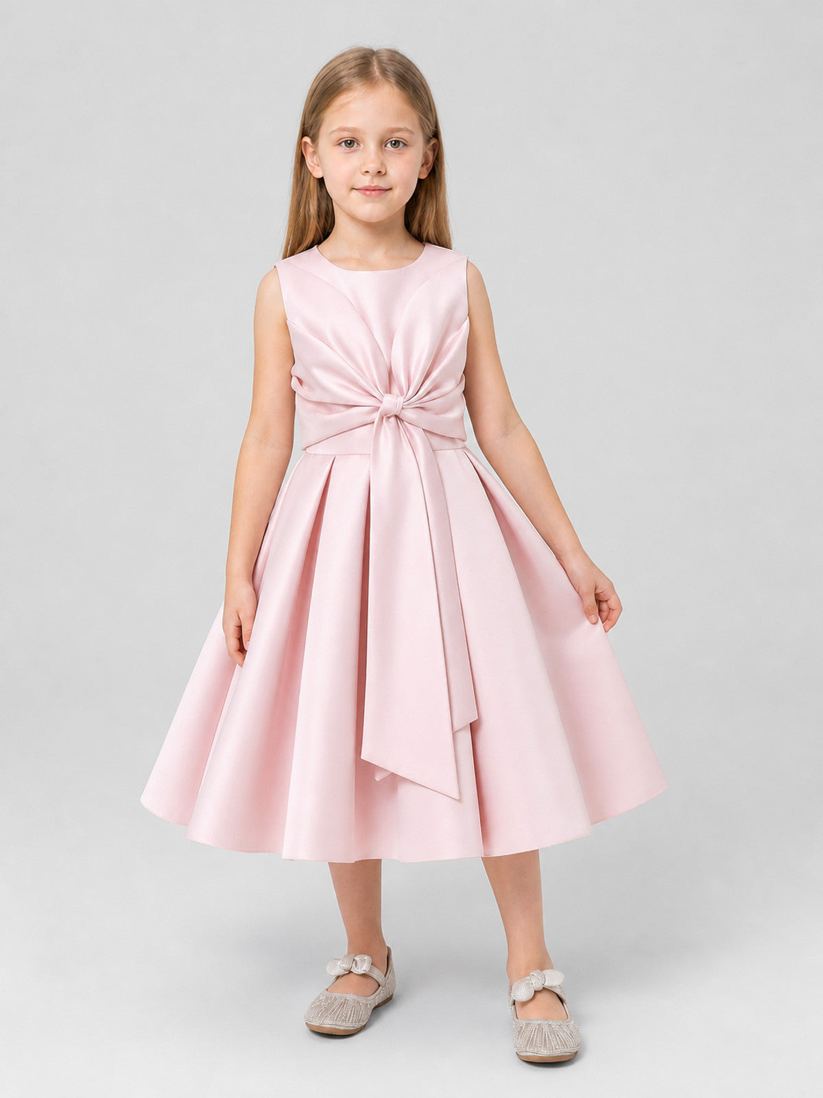 Girls’ Party Midi Dress with Full Skirt and Bow product detail