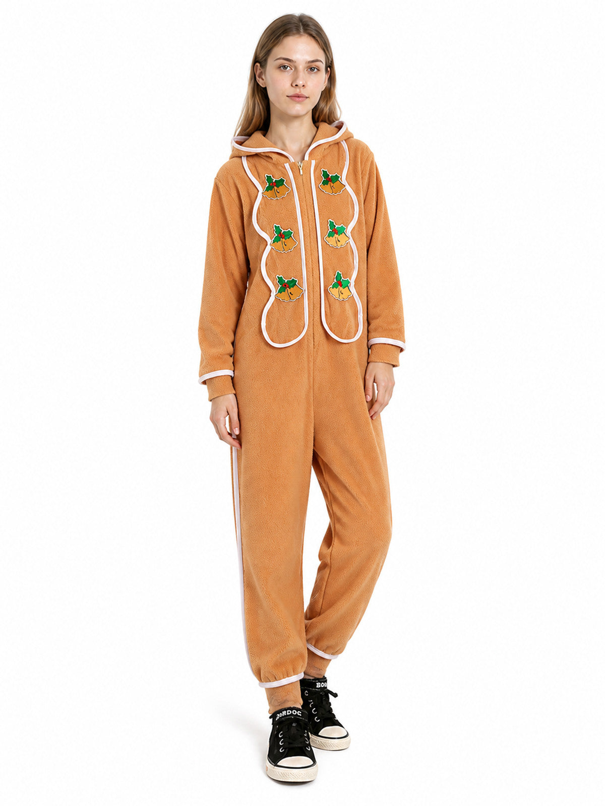 Christmas Jumpsuit with Hood and Gingerbread Print product detail