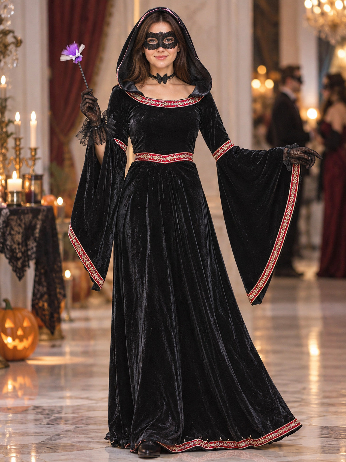 Carnival Costume: Black Hooded Dress
