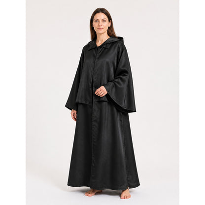 Black Long Hooded Cloak for Halloween Costume Capes detail