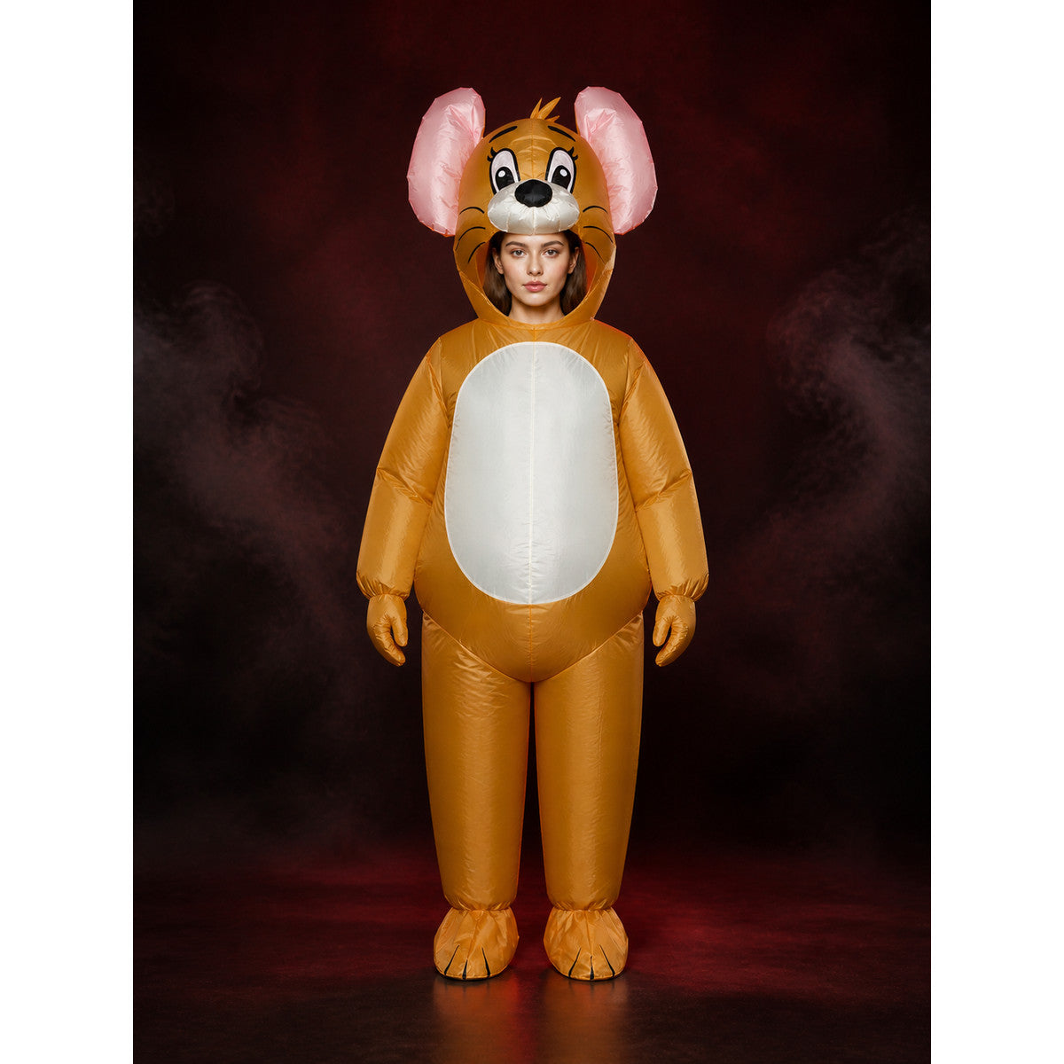 Inflatable Mouse Costume, Orange Animal Bodysuit with Pink Ears for Halloween main product view