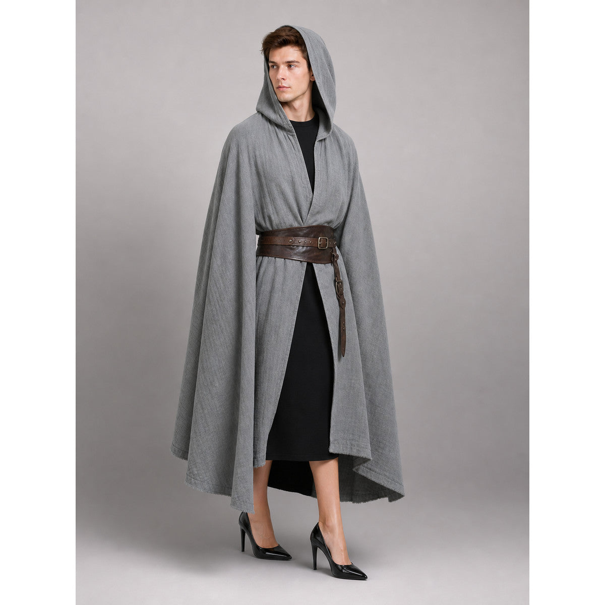 Gray Hooded Costume Cloak for Cosplay lifestyle