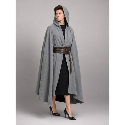 Gray Hooded Costume Cloak for Cosplay lifestyle