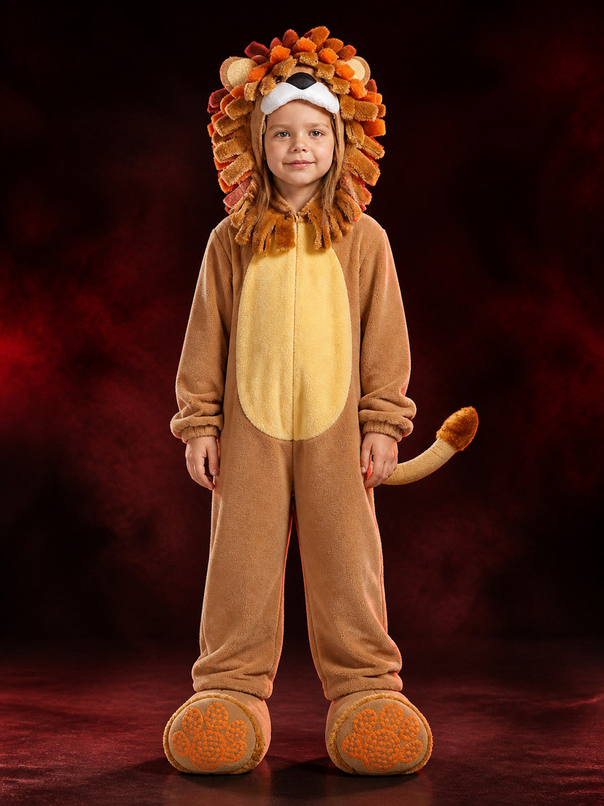 Toddler Animal Jumpsuit Costume With Mane Hood, Tail And Foot Covers main product view