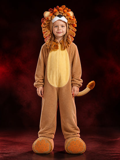 Toddler Animal Jumpsuit Costume With Mane Hood, Tail And Foot Covers main product view