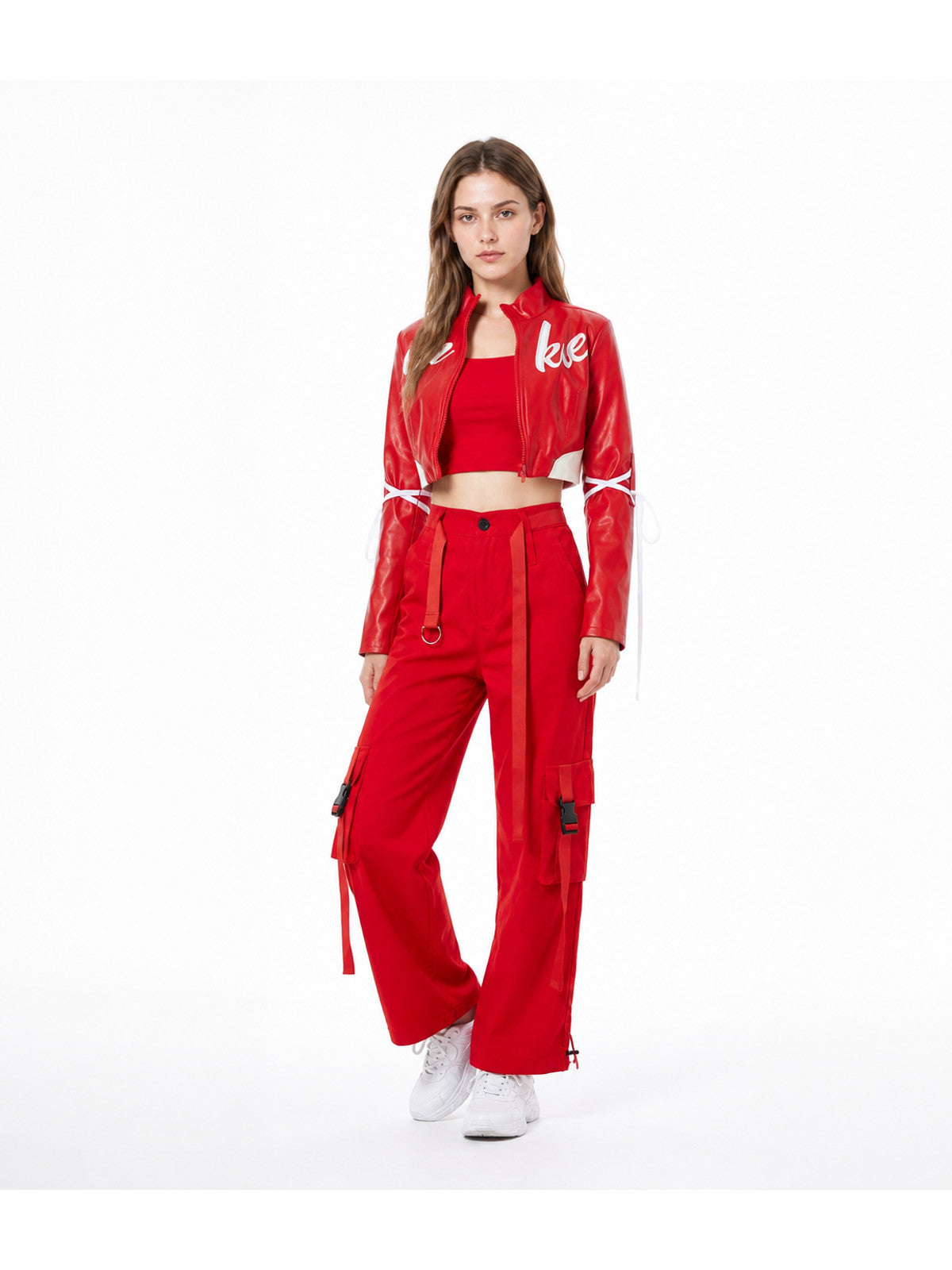 Red and White Stage Costume for Dance Costumes detail