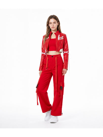 Red and White Stage Costume for Dance Costumes detail