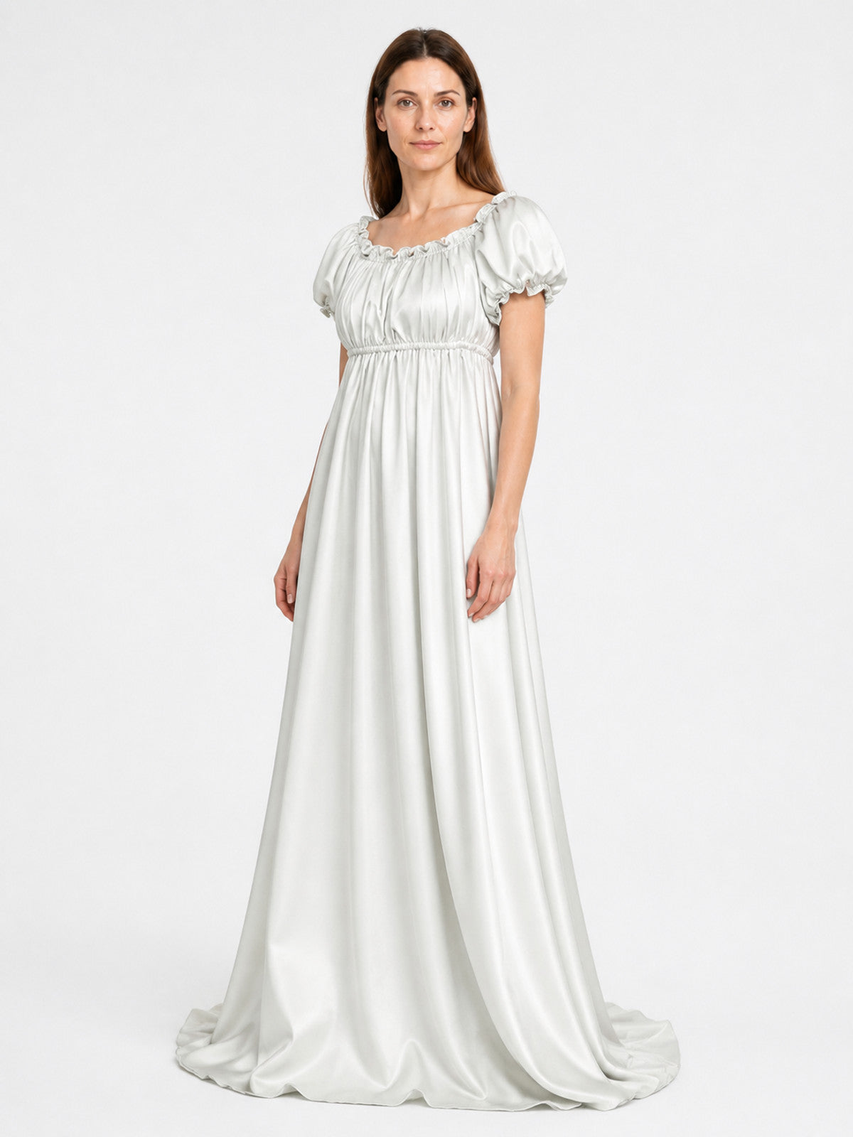 White Bridgerton-Style Floor-Length Dress with a Full Skirt Costume Dresses detail