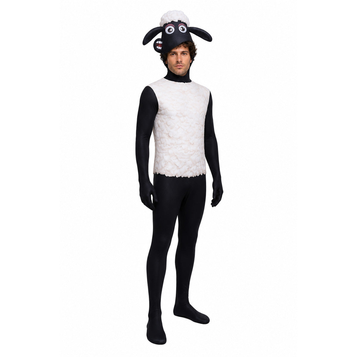 One-Piece Black-and-White Sheep Costume for Cosplay Costumes detail