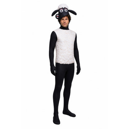 One-Piece Black-and-White Sheep Costume for Cosplay Costumes detail