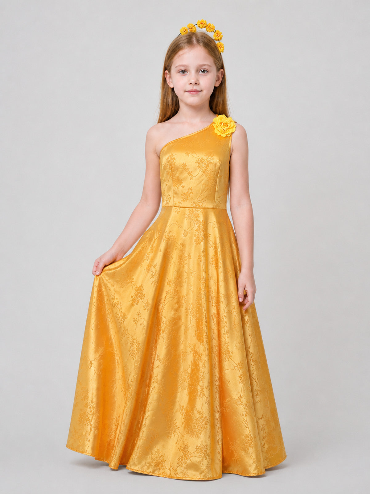 Judy Cosplay Dress, Yellow, Long, with Flowers Costume Dresses detail