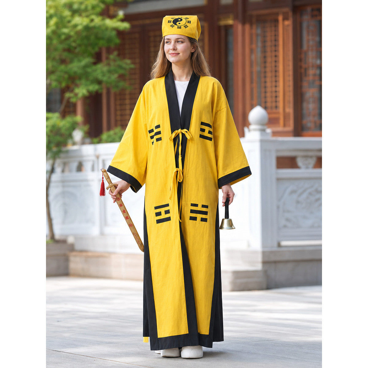 Yellow Daoist Monk Costume for Halloween lifestyle view