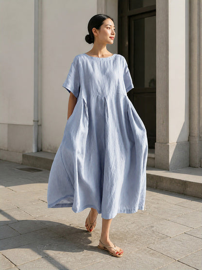 Women's Light Blue Loose A-Line Dress Costume Dresses detail
