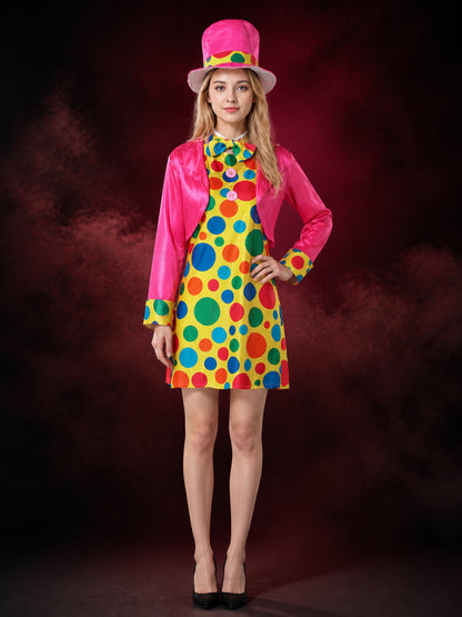 Clown Carnival Costume Dress Jumpsuit with Hat main product view