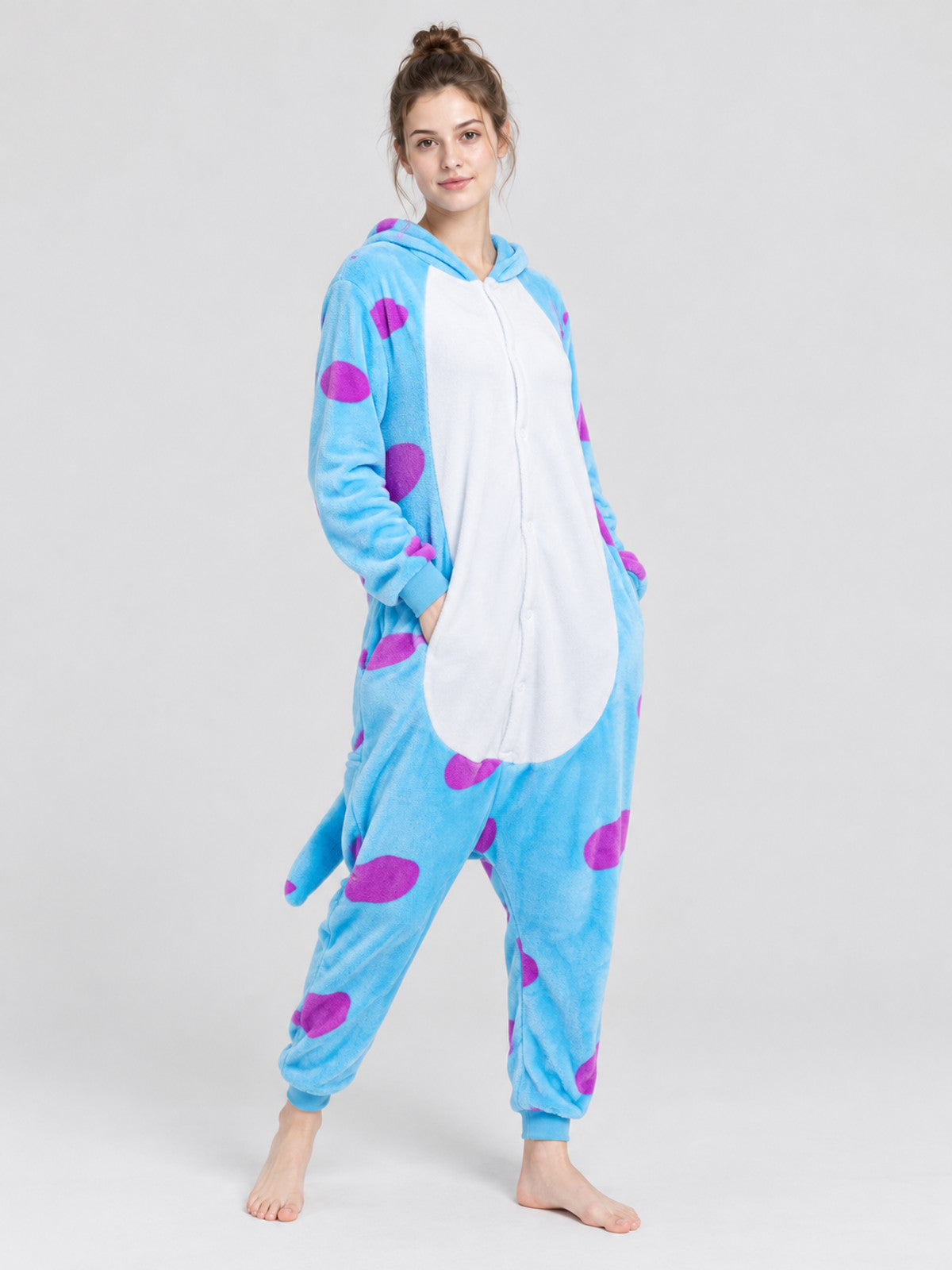 Blue Kigurumi Jumpsuit with White Insert and Spots
