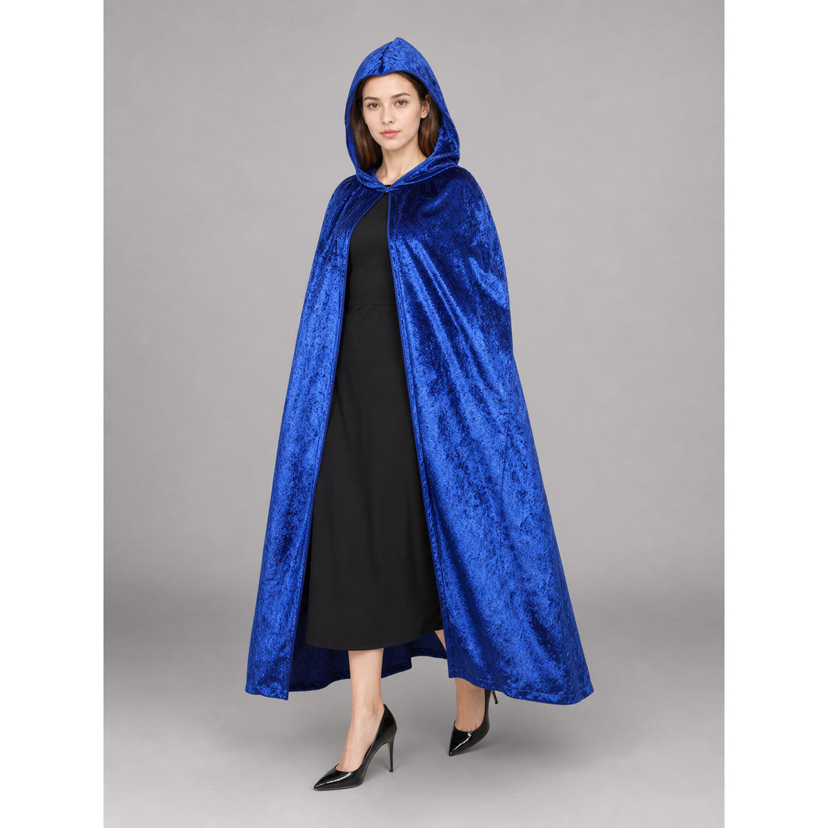 Blue hooded costume cloak for cosplay lifestyle