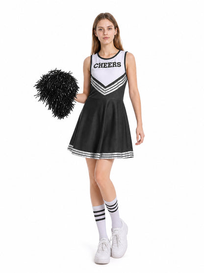 Sleeveless Cheerleading Dress with Pom-Poms and Socks Costume Dresses detail
