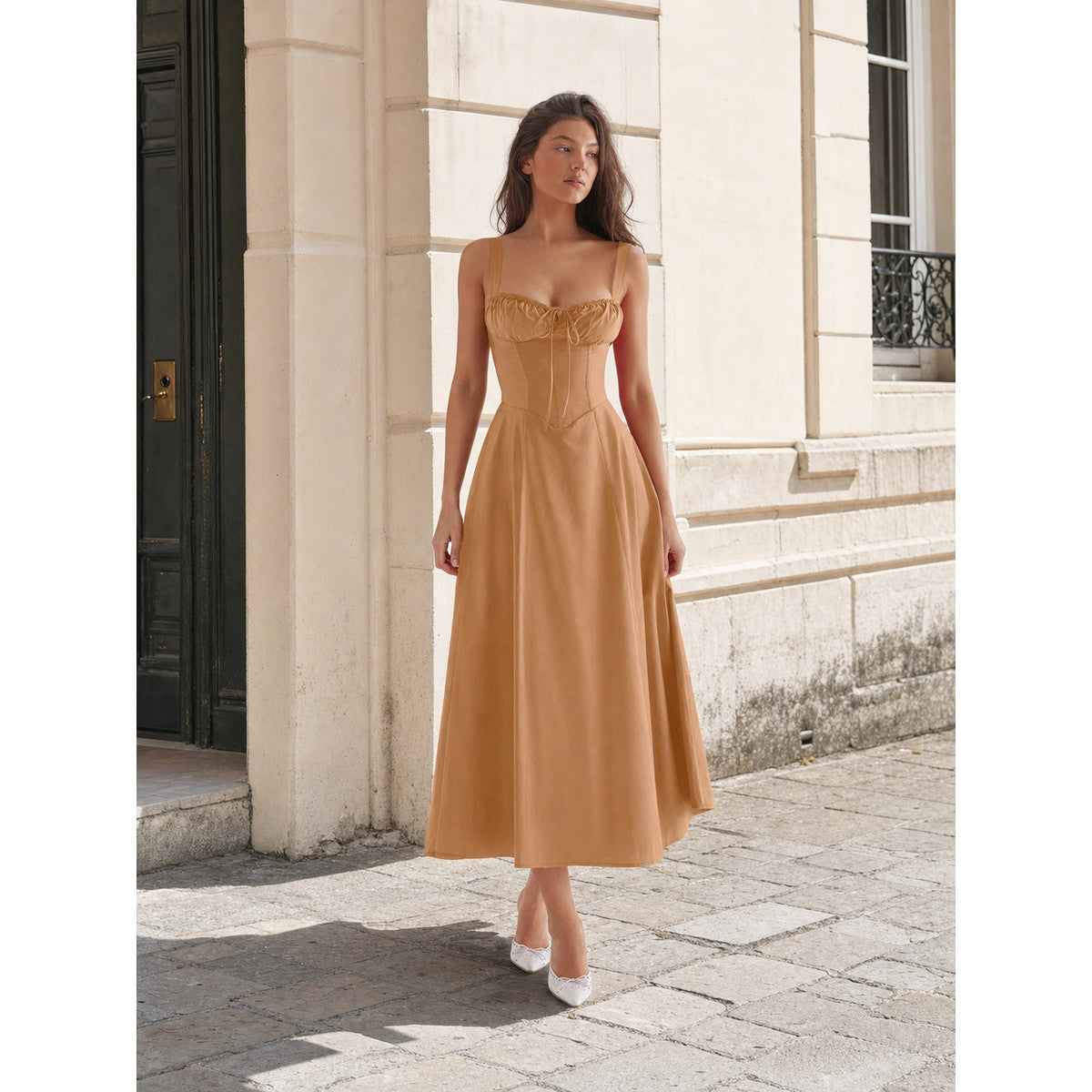 Women's Dress with Spaghetti Straps and a Square Neckline lifestyle