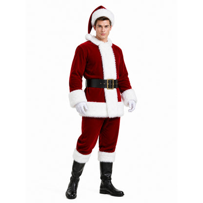 Red Ded Moroz Costume with Fur-Trimmed Details