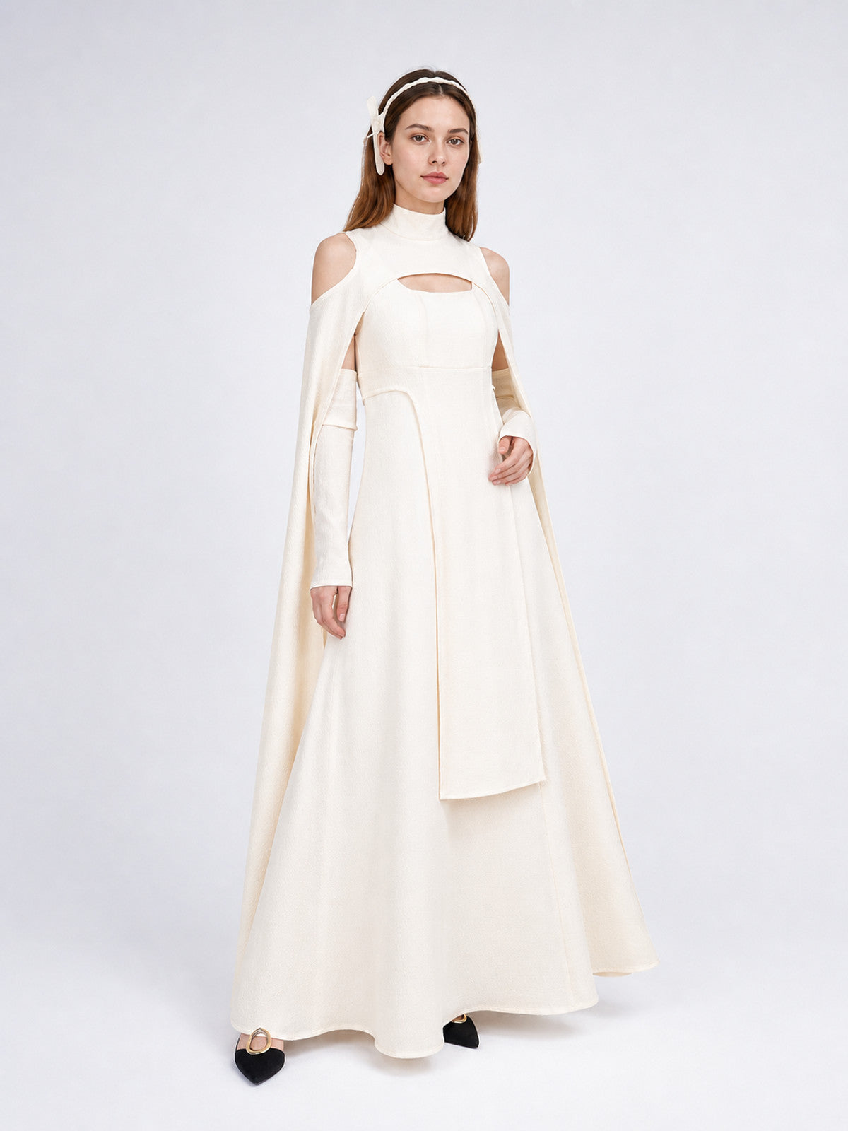 Long Cosplay Dress with Cape and Accessories