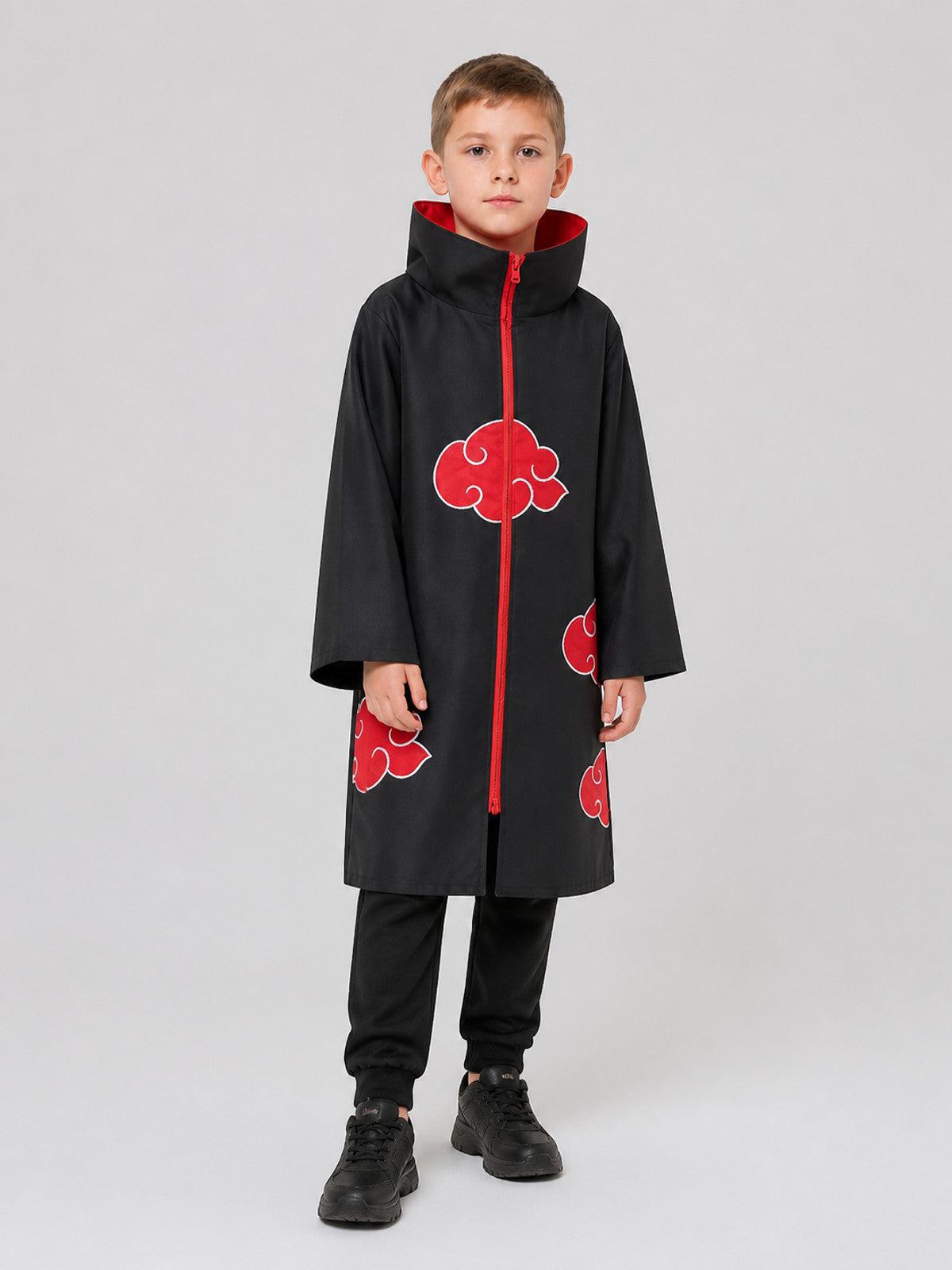 Naruto Akatsuki Cloak for Cosplay, Black with Red Pattern