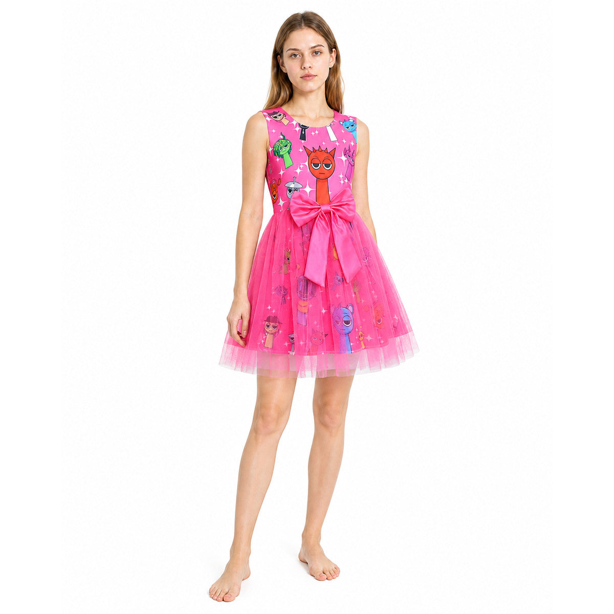 Sprunki Cosplay Dress with Full Tulle Skirt and Bow Costume Dresses detail