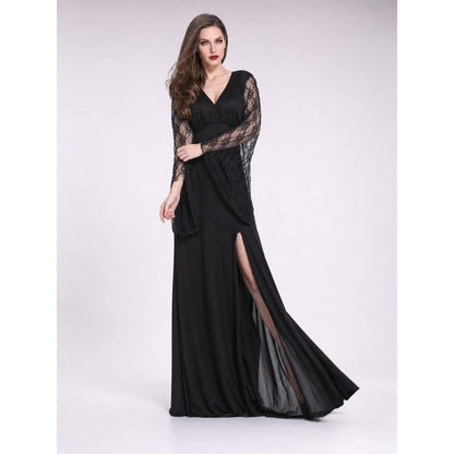 Black Gothic Dress with Lace Sleeves