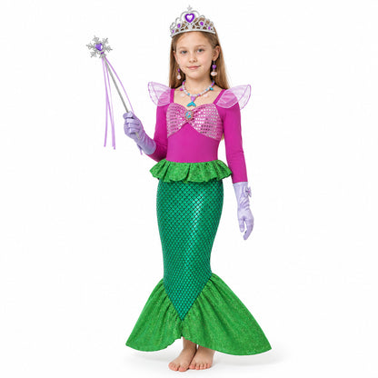 Sequin Mermaid Dress with Accessories for Girls Costume Dresses detail