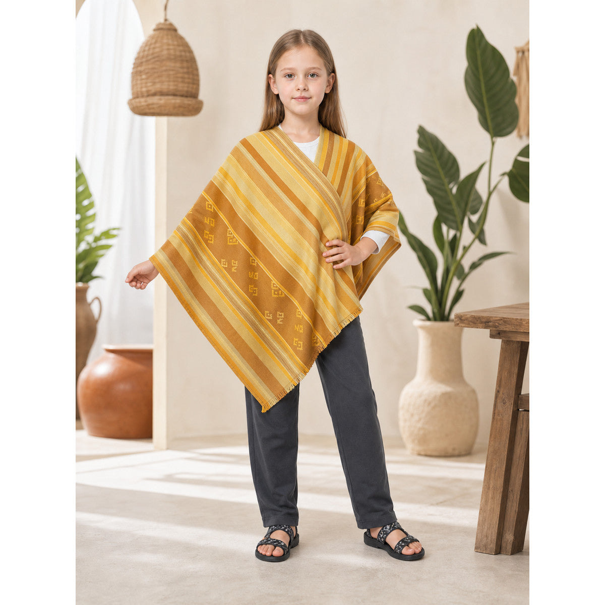 Cosplay Costume with a Striped Cape and Pants lifestyle view