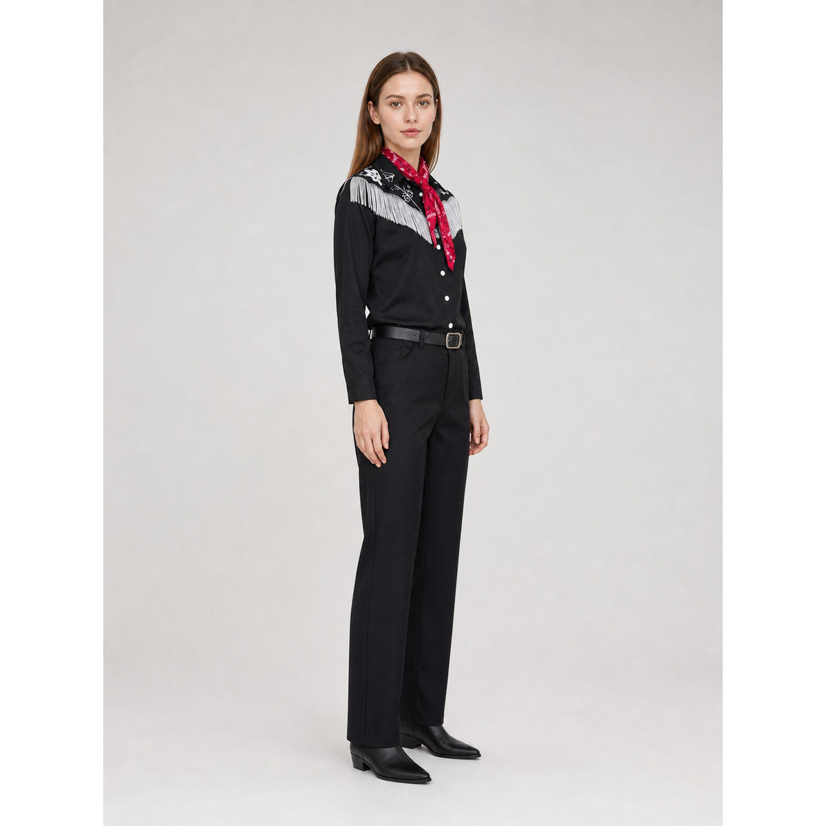 Cowboy cosplay costume: shirt, pants, hat side view