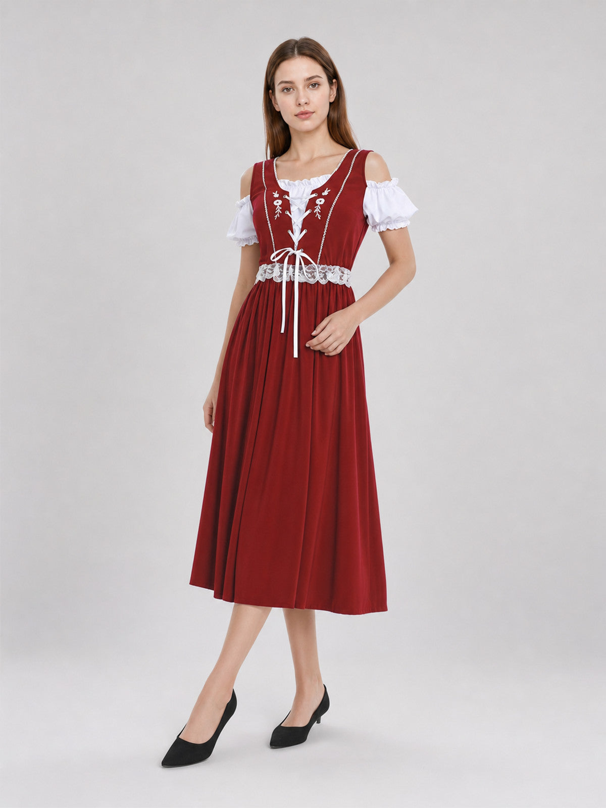 European-Style Carnival Dress with Bonnet