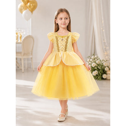 Yellow Princess Carnival Dress for Cosplay and Parties lifestyle view