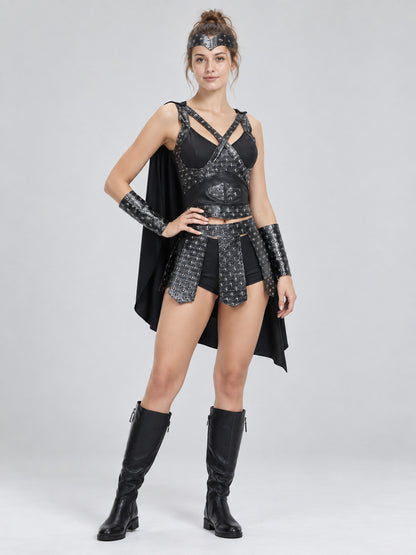Black and Silver Spartan Warrior Carnival Costume