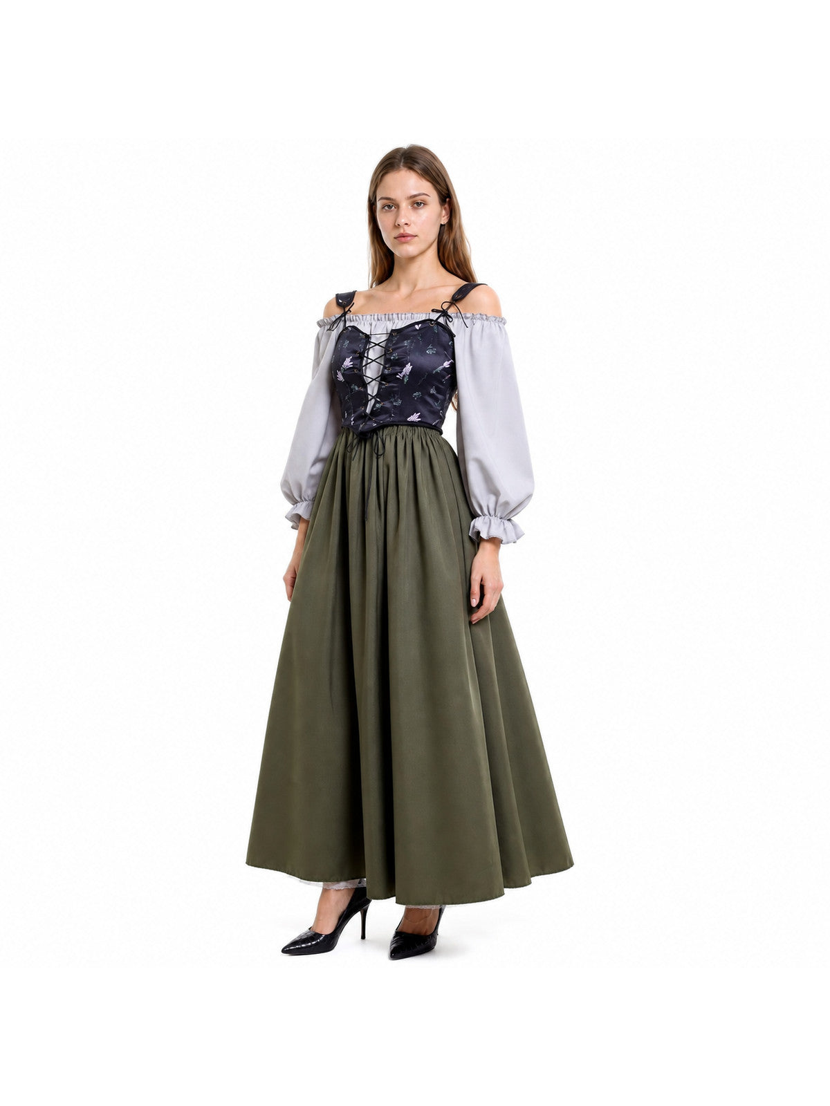 Historical Dress with Corset Bodice and Full Skirt Costume Dresses detail
