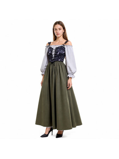 Historical Dress with Corset Bodice and Full Skirt Costume Dresses detail