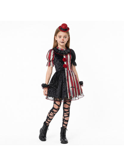 Ruffled and striped clown costume dress