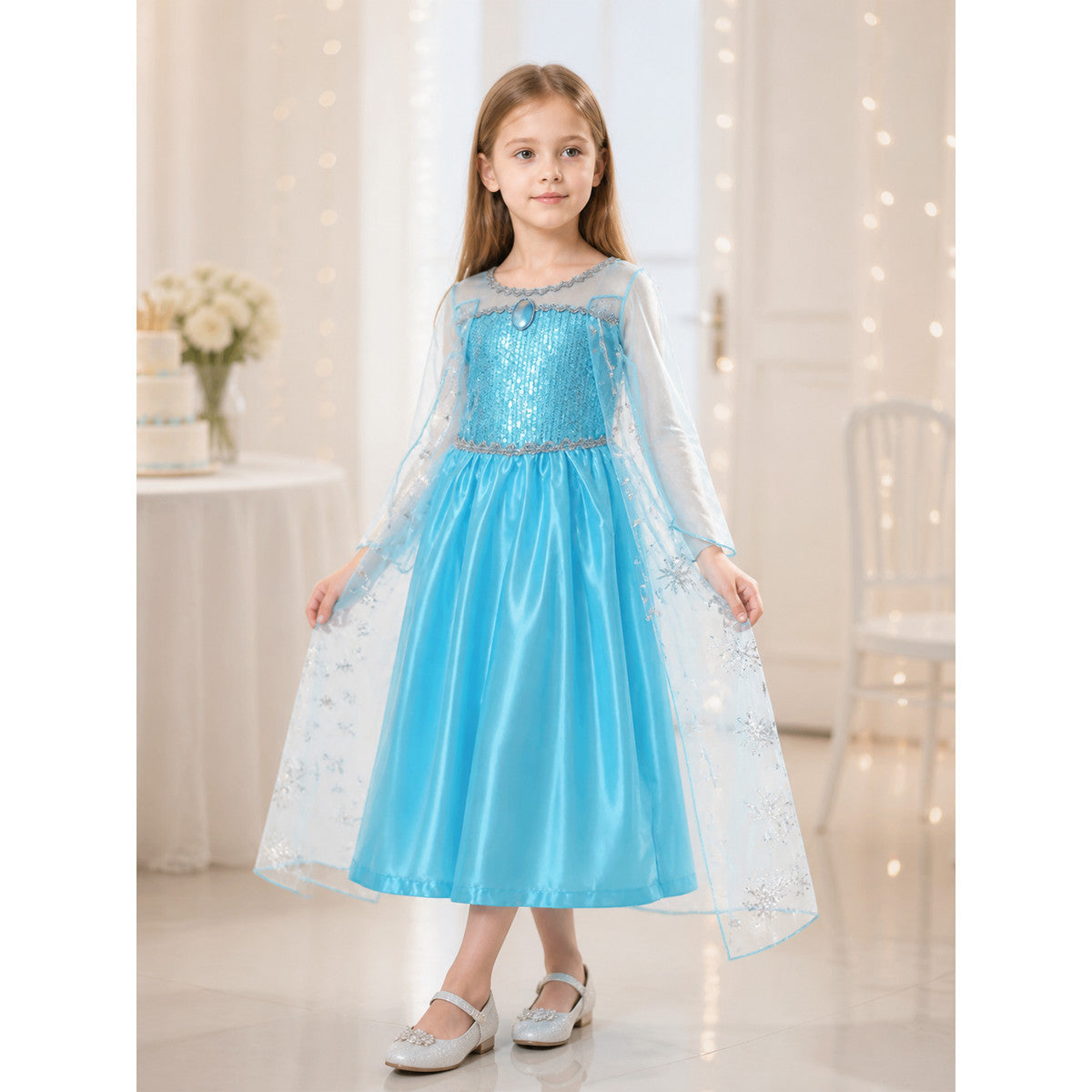 Blue Snow Queen Costume for Girls for Halloween lifestyle view