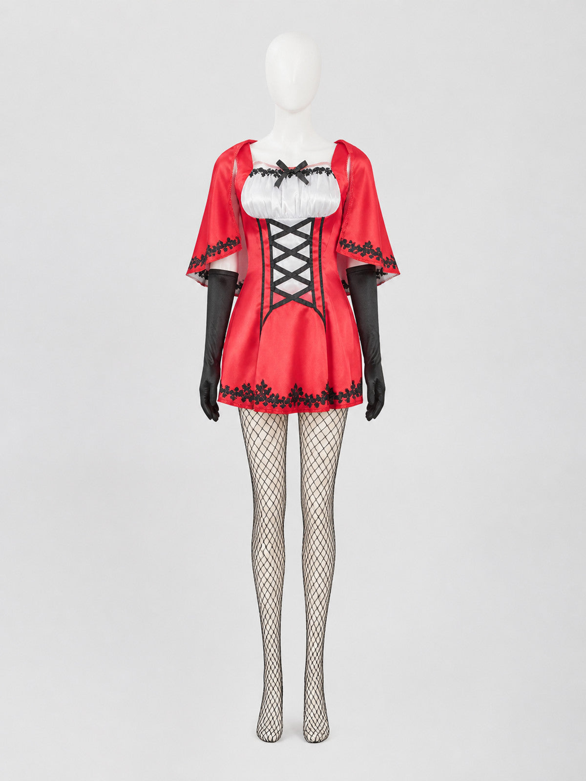 Gothic Little Red Riding Hood Costume with Cape and Gloves Costume Capes detail