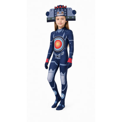 Skibidi Toilet TV Man Cosplay Jumpsuit Costumes detail