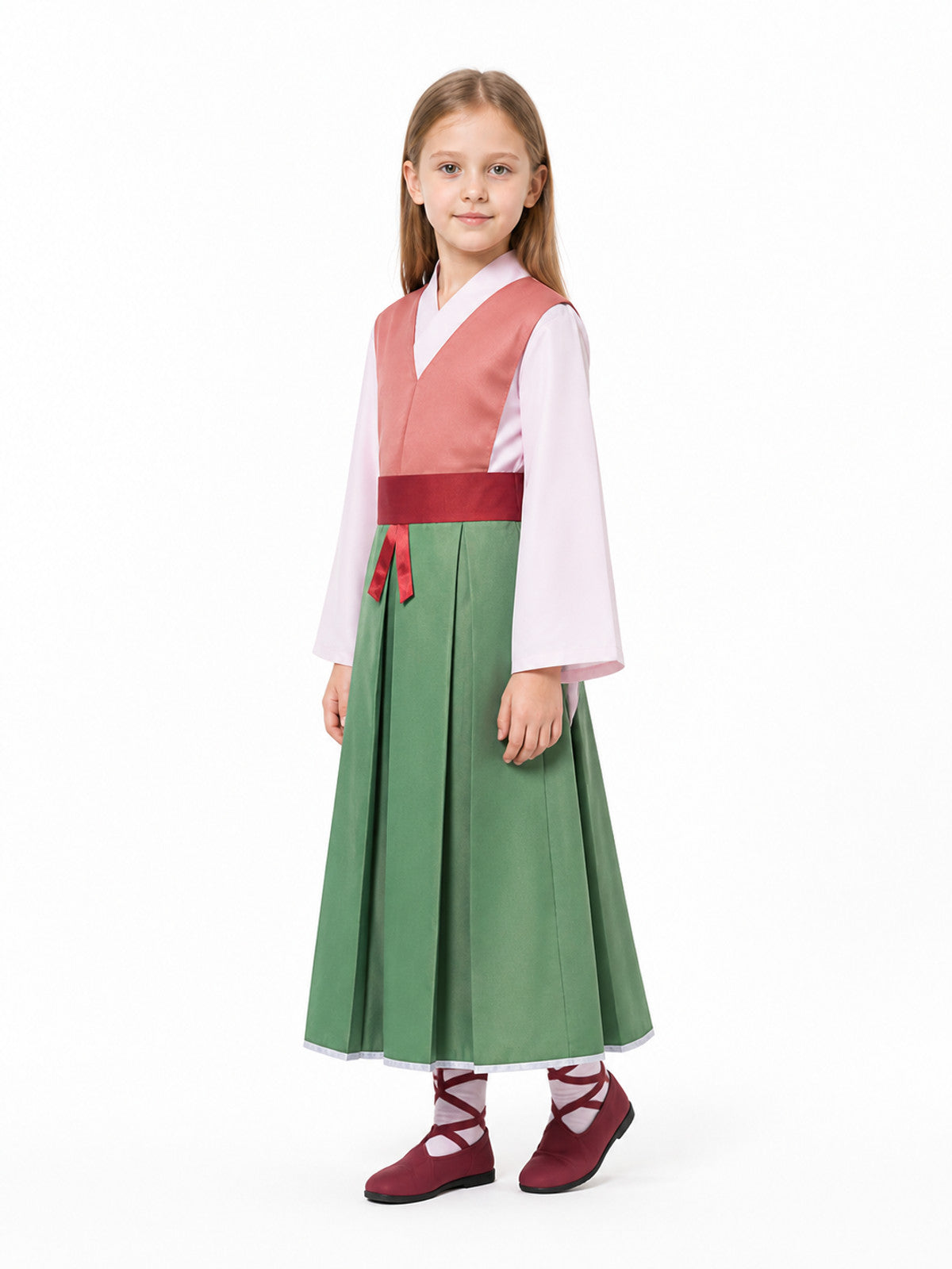 Cosplay Dress with Red Belt and Long Sleeves Costume Dresses detail