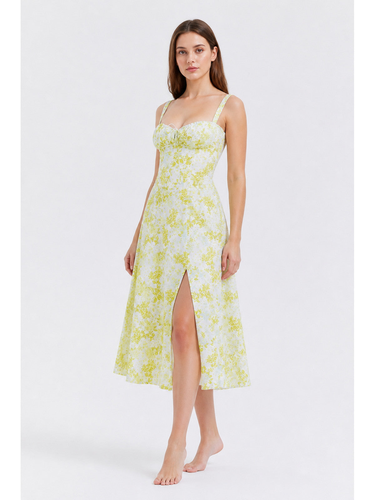 Spaghetti Strap Dress with Slit and Floral Print Costume Dresses detail
