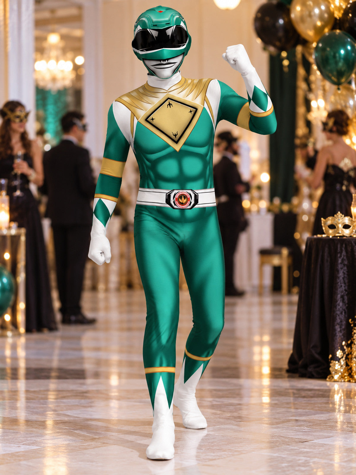 Green Jumpsuit with Helmet Cosplay Costume