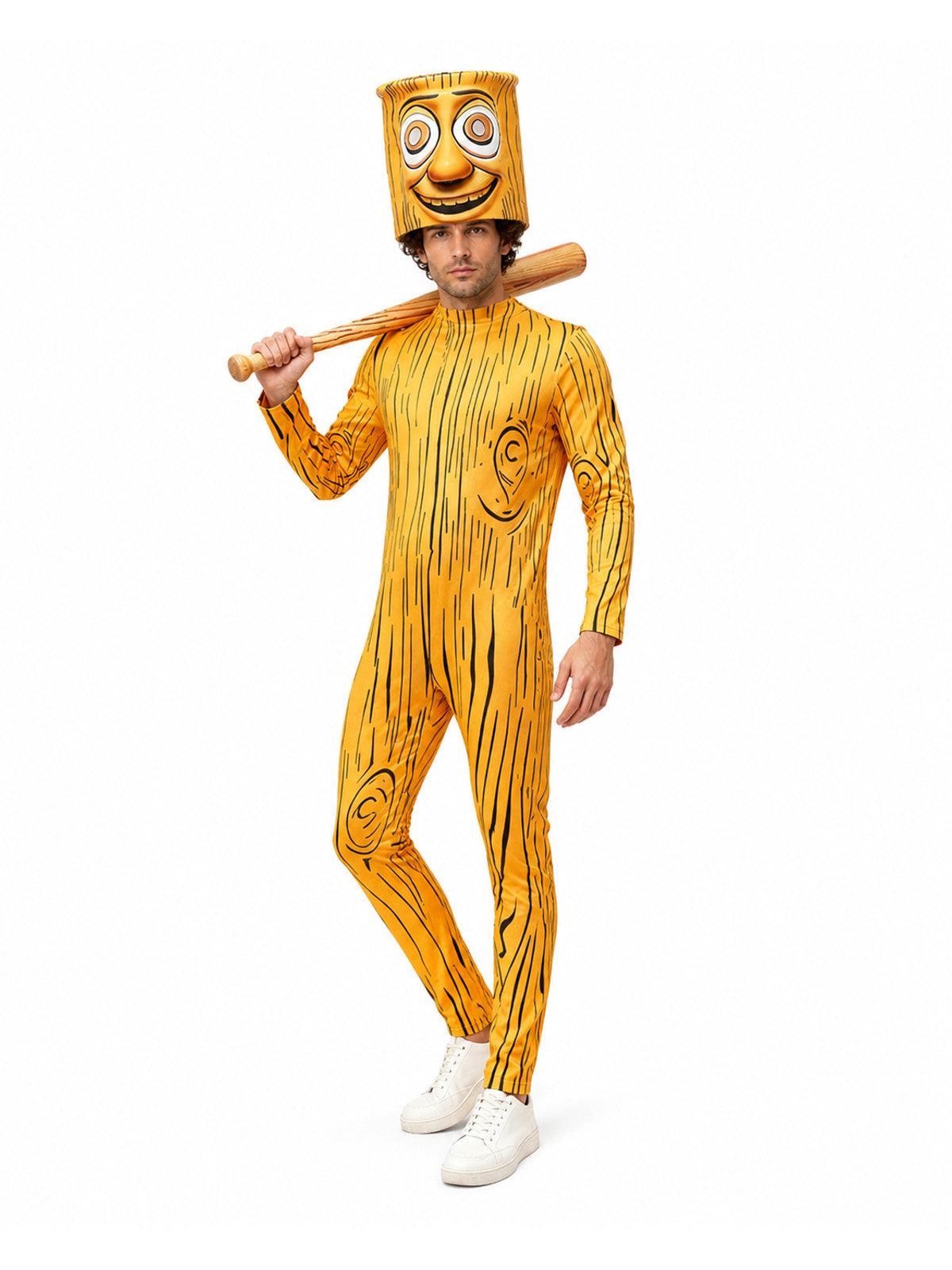 Stick Figure Costume with Mask and Bat for Halloween Costume Masks detail