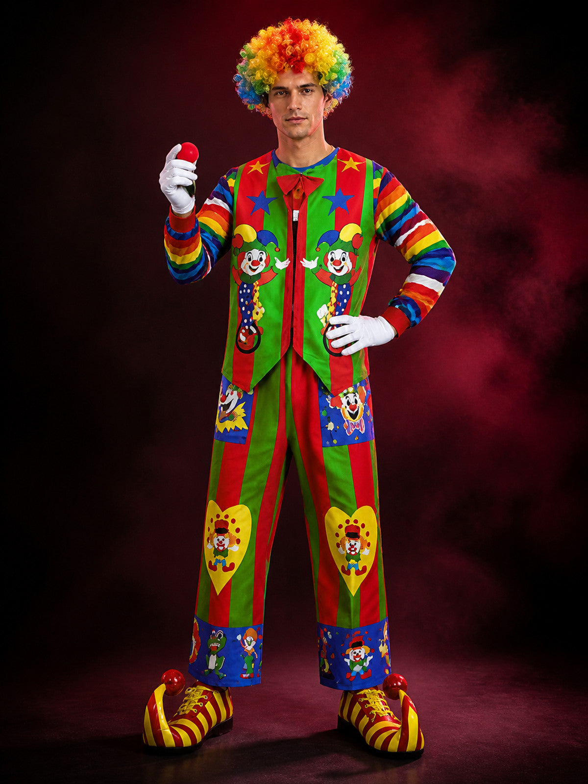 Rainbow Clown Jumpsuit Costume for Carnival and Stage